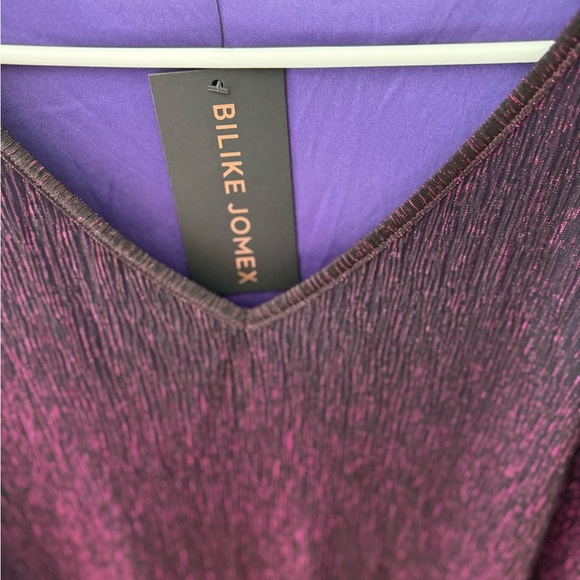 NWT Bilike Jomex SZ XL 3/4 Sleeve Glitter Blouse Double Layer Womens Tunic Top - Picture 8 of 14